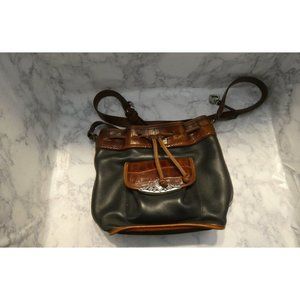 Brighton Black and Brown Shoulder purse with silver accents